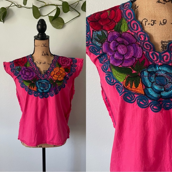 Vintage Floral Embroidered Pink Top - Picture 7 of 7